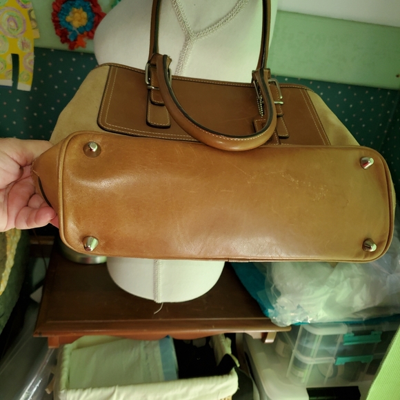 COACH EUC SUEDE HAMPTON LEATHER SATCHEL - Picture 6 of 6